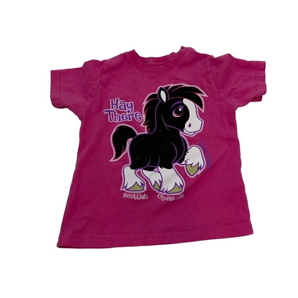 * Busch Gardens Clydesdale Brown Horse Pink Short Sleeve Toddler T-Shirt Size 3T